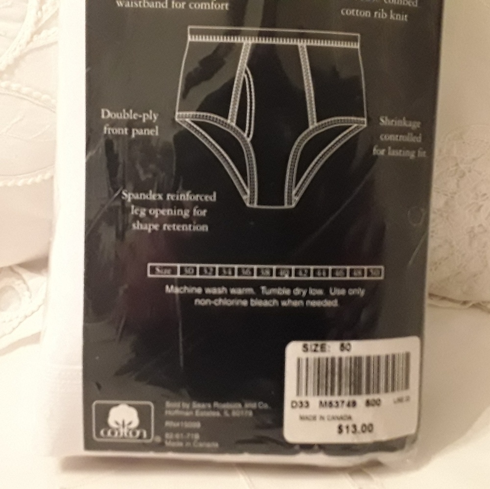 NWT, COVINGTON MEN'S 3 PACK BRIEFS SIZE 50 WHITE - Picture 4 of 6